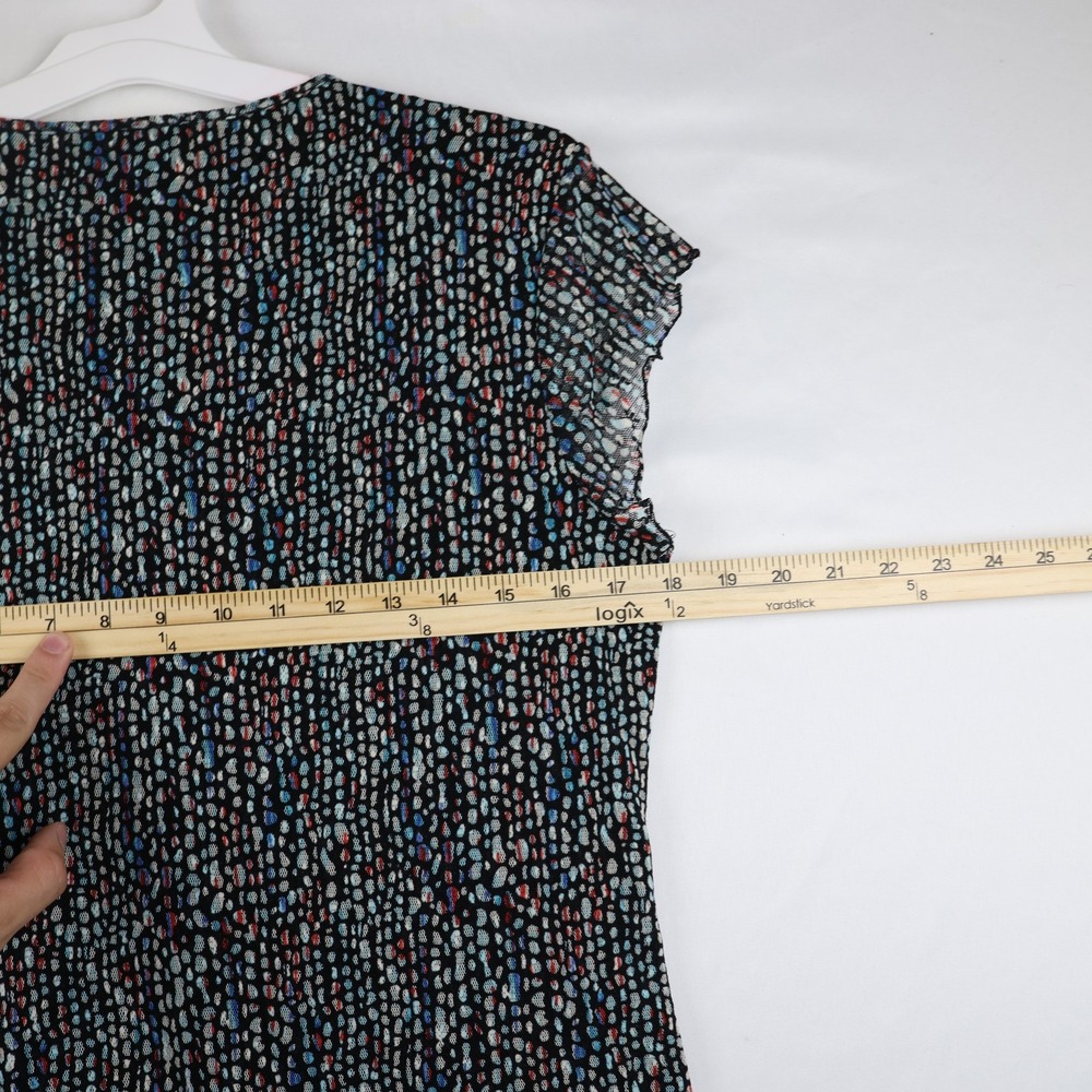 Style & Co Top Womens Large Petite Flutter Sleeve Wrap Dot Print Multicolor - Picture 10 of 12